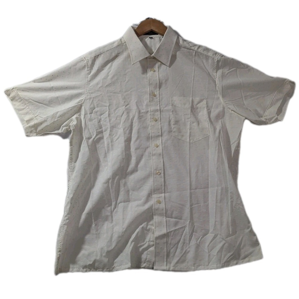 Vintage 80s‎ Givenchy for Chesa Sheer Dot Button Shirt Made in Singapore Size XL